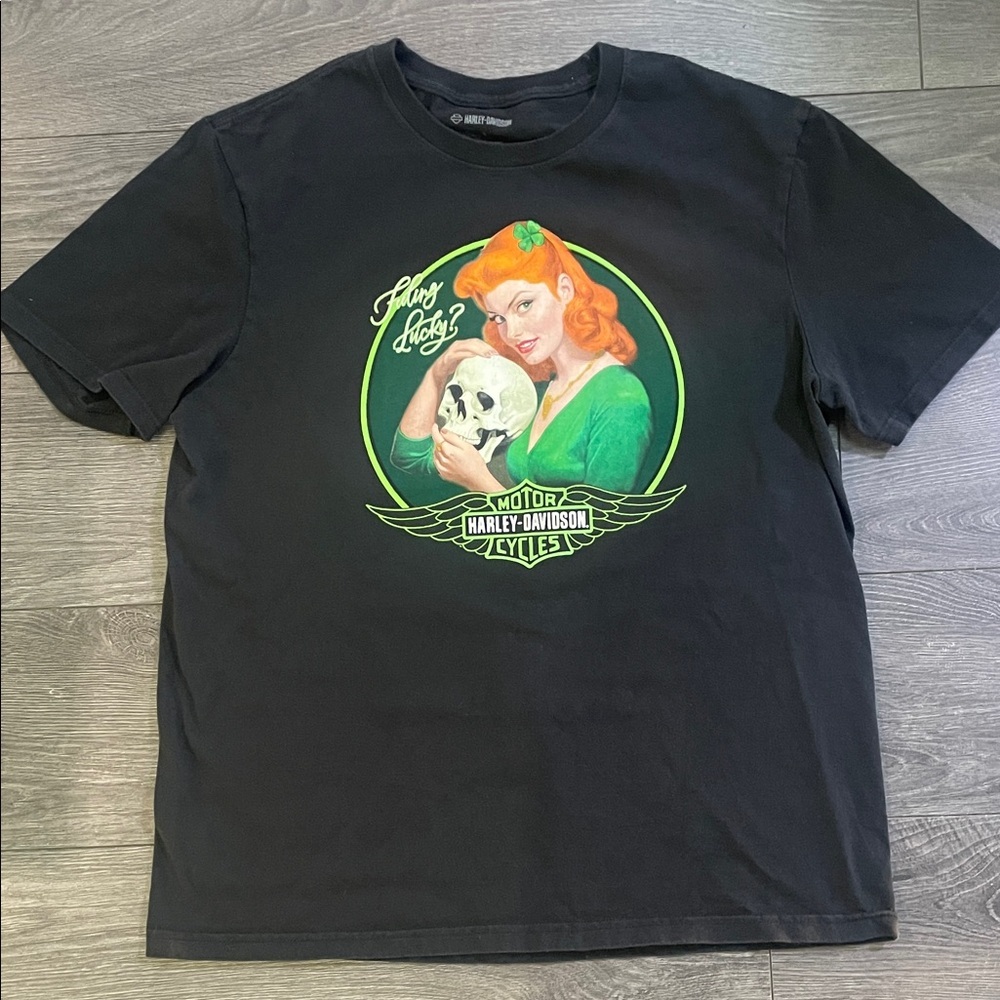 Harley Davidson Men's St. Patty's Day Feeling Lucky? T-Shirt